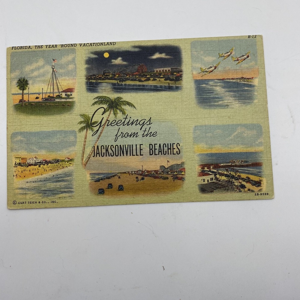 Vtg Jacksonville FL‎ Postcard 6 Beach Views greetings From Year Round Vacation
